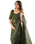 Vasthrlay Georgette Weaving Green Saree With Green Unstitched Blouse Piece