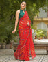 Vasthrlay Georgette Bandhani Unstitched Yellow Saree