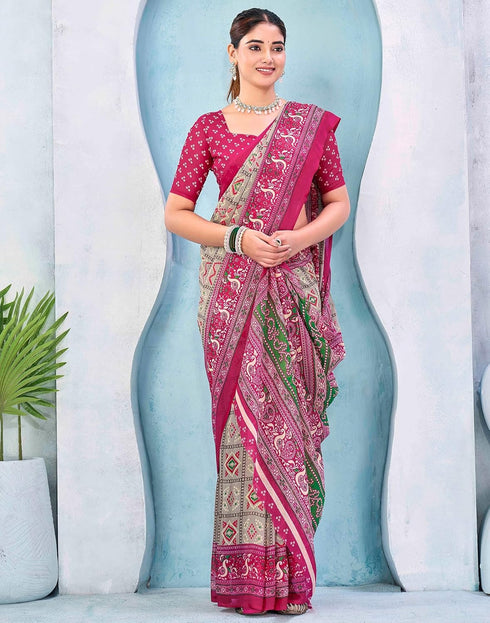 Vasthrlay Georgette Bandhani Unstitched Grey Saree