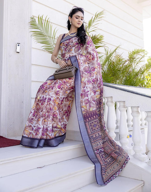 Vasthrlay Womens Cotton Unstitched Teal Saree