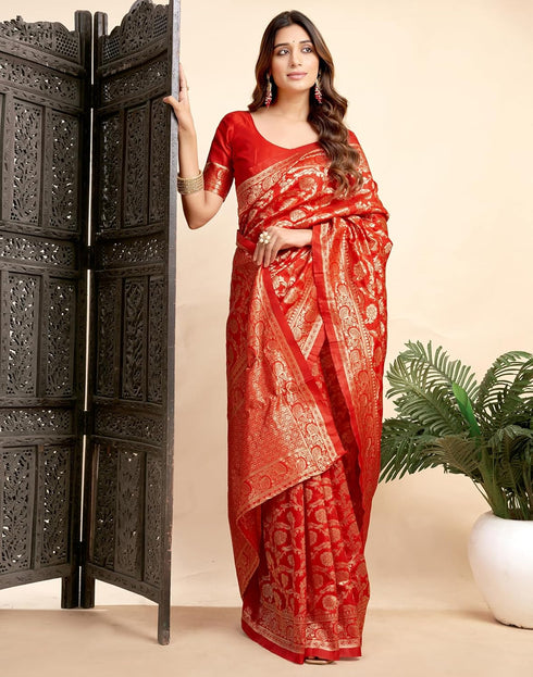 Vasthrlay Womens Jacquard Unstitched Wine Saree