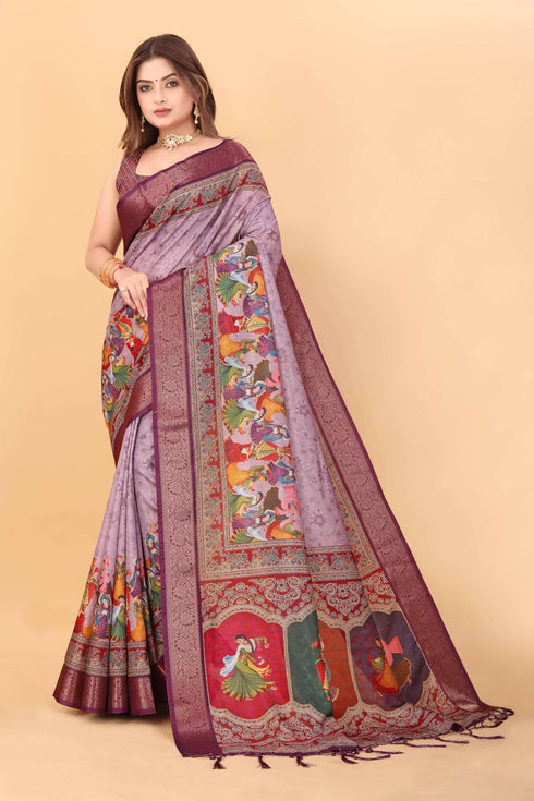 Vasthrlay Kanjivaram Traditional Unstitched Saree