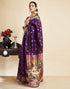 Vasthrlay Jacquard Paithani Unstitched Teal Saree