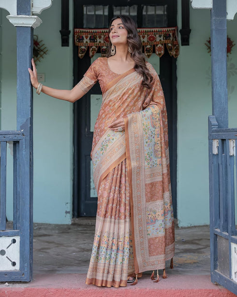 Vasthrlay Handloom Turquoise Paisley Saree