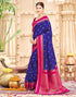 Vasthrlay Womens Paithani Unstitched Blue Saree