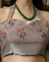 Vasthrlay Womens Cotton Light Brown Saree With Unstitched Blouse Piece