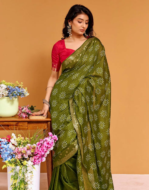 Vasthrlay Weaving Printed Unstitched Maroon Saree