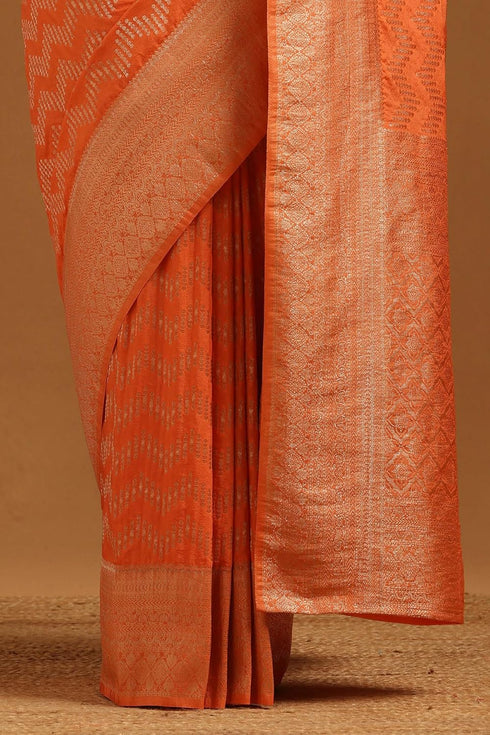 Vasthrlay Orange Georgette Woven