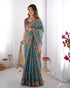 Vasthrlay Beige Blue Traditional Multicolour Saree