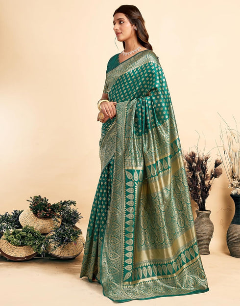 Vasthrlay Kanjivaram Banarasi Wedding Light Green Saree
