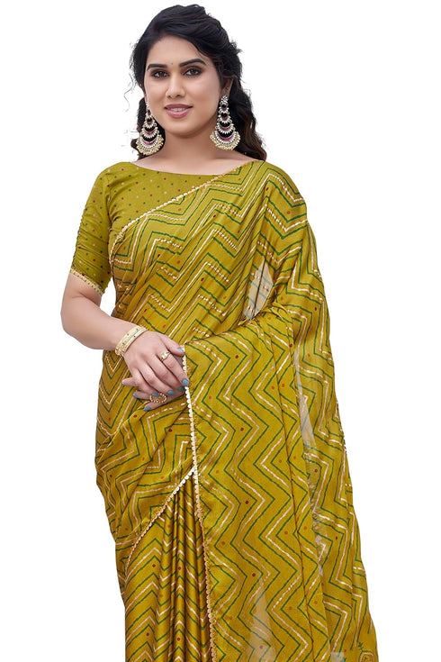Vasthrlay Fashion Chiffon Chevron Printed Ethnic Wear