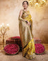 Vasthrlay Jacquard Banarasi Mustard | Golden Border Saree With Unstitched Blouse Piece
