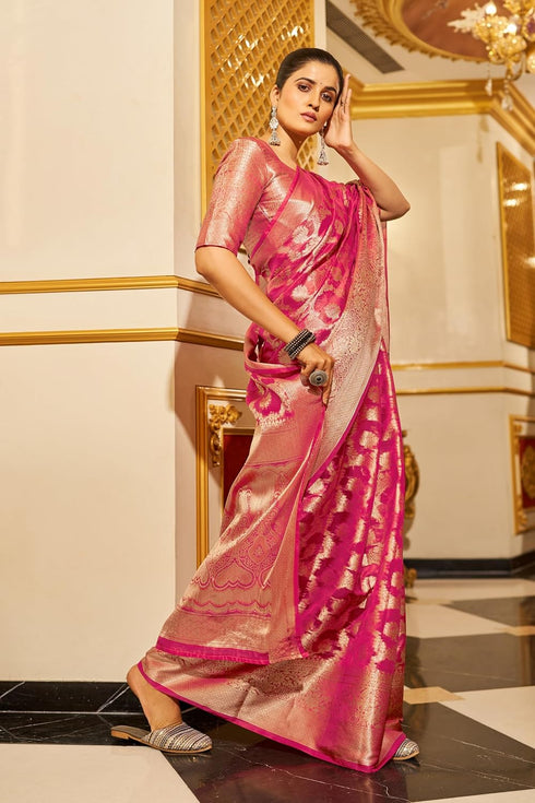 Vasthrlay Organza Patola Leriya Unstitched Saree