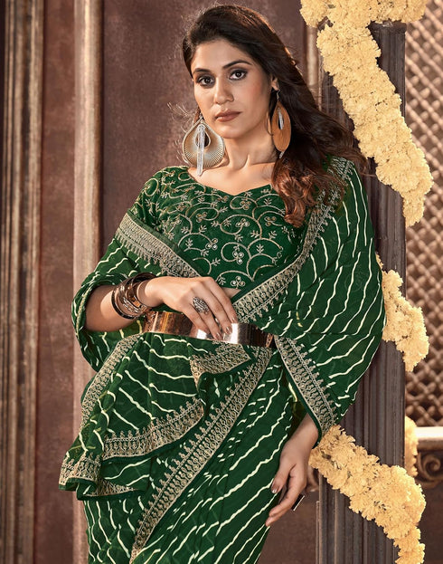 Vasthrlay Georgette Leheriya Unstitched Blue Saree