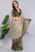 Vasthrlay Cream Striped | Floral | Solid Print Design Linen Saree