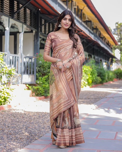 Vasthrlay Handloom Cotton Tassels Saree