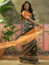 Vasthrlay Womens Printed Beige | Multicolour Saree With Unstitched Blouse Piece