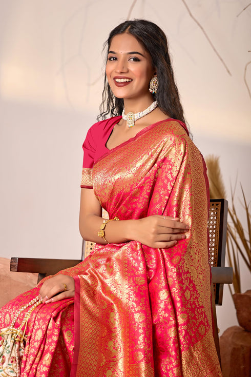 Vasthrlay Pink Silk Saree