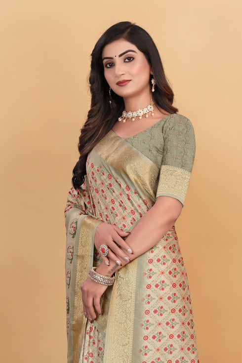 Vasthrlay Kanjivaram Traditional Unstitched Saree