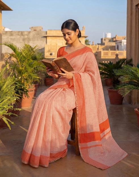 Vasthrlay Womens Printed Unstitched Off White Saree