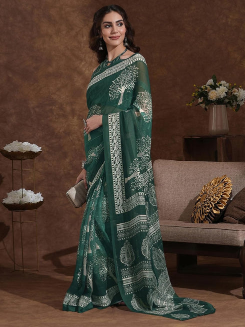 Vasthrlay Georgette Light Turquoise Saree