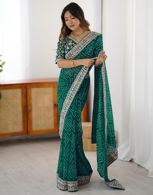 Vasthrlay Georgette Embroidery Unstitched Pink Saree