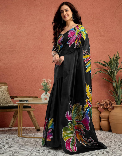 Vasthrlay Womens Printed Unstitched White Saree
