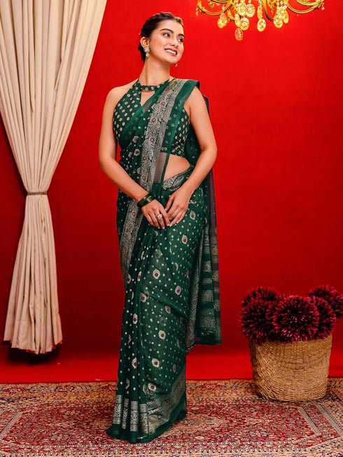 Vasthrlay Georgette Printed Unstitched Maroon Saree