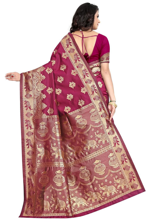 Vasthrlay Firozi Green Kanjivaram Saree
