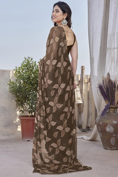 Vasthrlay Fashion Chiffon Printed Red Ethnic Wear