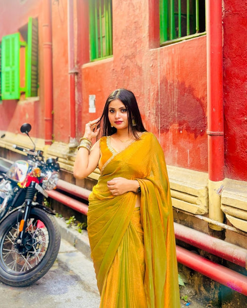 Vasthrlay Boarder Unstitched Chhaavab Mustard Free Ethnic Wear