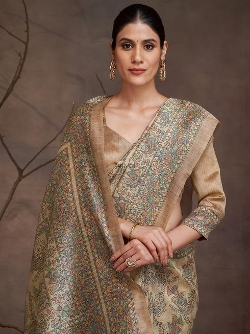 Vasthrlay Madhubani Printed Unstitched Hs Ethnic Wear
