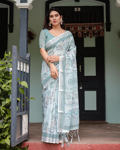 Vasthrlay Floral Prints Tasseled Saree