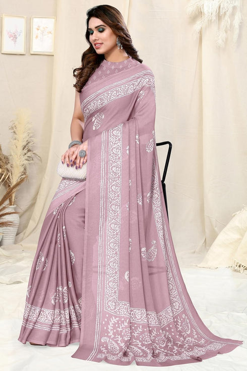 Vasthrlay Fashion Chiffon Printed Grey Ethnic Wear