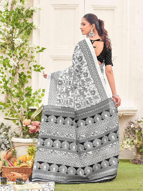 Vasthrlay Womens Printed Unstitched Dusty Pink Saree