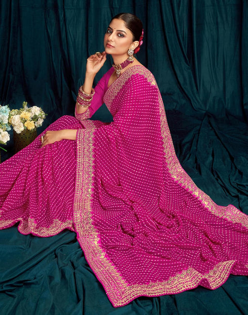 Vasthrlay Embroidery Georgette Unstitched Sky Blue Saree