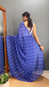 Vasthrlay Royal Blue Georgette Unstitched Saree