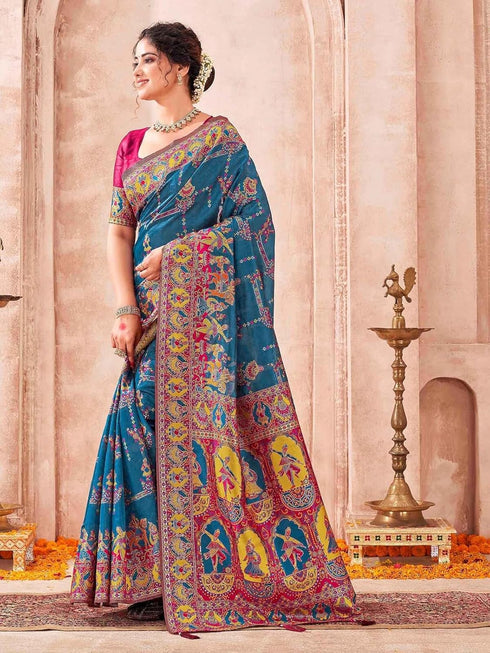 Vasthrlay Weaving Dark Saree