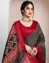 Vasthrlay Bandhani Printed Black And Red Saree With Unstitched Blouse Piece