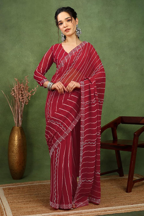Vasthrlay Fashion Georgette Stripes Navy Ethnic Wear