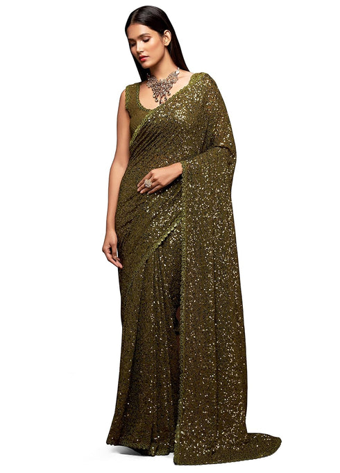 Vasthrlay Georgette Sequins Blouse Ethnic Wear