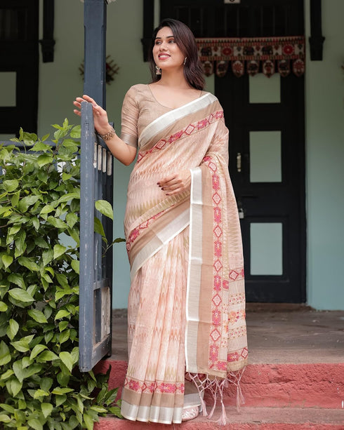 Vasthrlay Floral Printed Tassels Saree