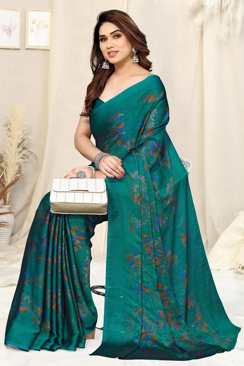 Vasthrlay Fashion Chiffon Turquoise Ethnic Wear