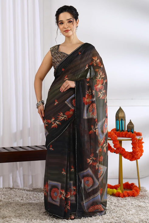 Vasthrlay Fashion Georgette Geometric Printed Ethnic Wear