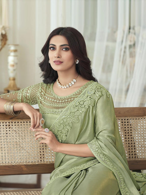 Vasthrlay Chiffon Embroidery Unstitched Purple Ethnic Wear