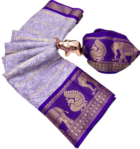 Vasthrlay Kalamkari Contrast Royalblue