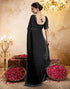 Vasthrlay Womens Georgette Black Saree With Unstitched Blouse Piece