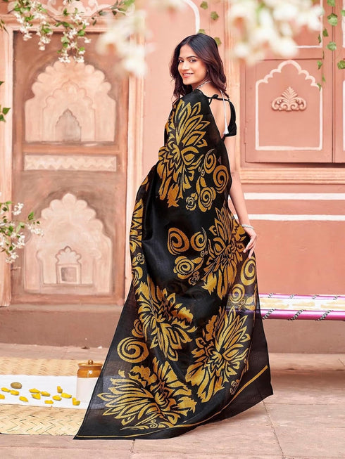 Vasthrlay Womens Printed Unstitched Dusty Pink Saree