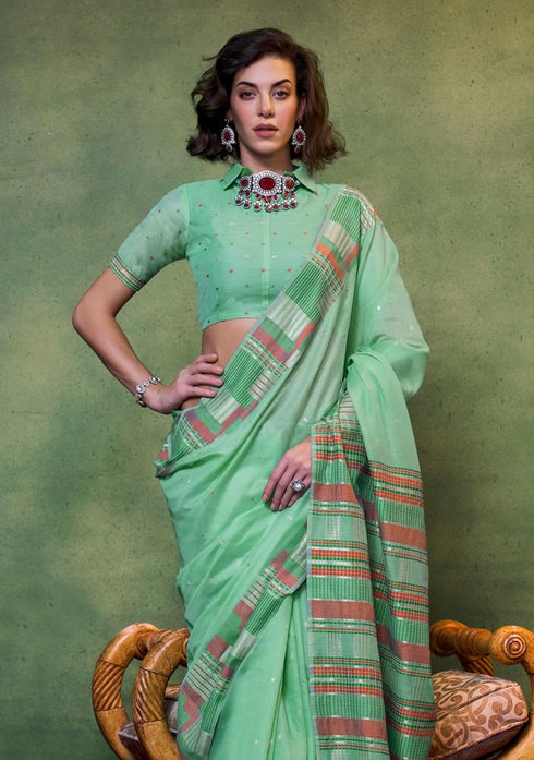 Vasthrlay Kanjivaram Cotton Unstitched Ethnic Wear