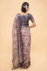 Vasthrlay Mauve Abstract Print Polyester Saree With Antique Zari Border And Unstitched Blouse Piece
